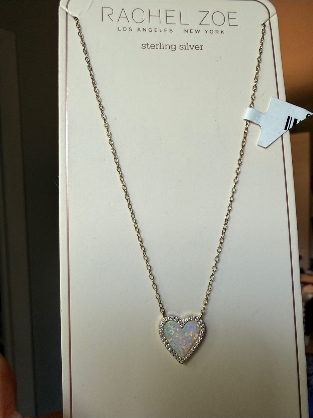 Rachel Zoe Sterling Silver Opal Heart Necklace - White Opal